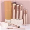 Generic Set di 7 pennelli da trucco professionali per cipria, fondotinta, ombretto, correttore, ombretto, set di pennelli da trucco con scatola portaoggetti (beige)