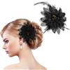 MWOOT 2 Pezzi Fermaglio per Capelli Fiore di Piume, Nero Piume Fiore Mollette Capelli, 1920 Fascinator Copricapo per Donna, Retrò Accessori per Capelli per Cocktail Nozze Festa del Tè
