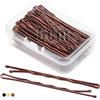 Mbsomnus 100 Pezzi Forcine per Capelli 6cm Forcine Capelli Donna Marrone | Mollette Capelli Donna & Ragazze, Grip Kirby Ondulato, Ideale per Tutti I Tipi di Capelli, Parrucchiere
