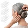 Righe e Pois Forcine Per Capelli Donna Ondulate Fermacapelli Made in Italy, 18 Forcelle Capelli Chignon Classiche in Acetato di Cellulosa - Set da 18 Fermacapelli 7 CM (Trasparente)