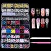 Tastetreasure Kit per nail art da 5000 pezzi con pinzette e penna punteggiante, ciondoli in resina 3D (farfalla, fiocco, fiore) e strass multicolore con retro piatto, gemme professionali per unghie