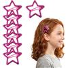 Righe e Pois Fermagli Capelli A Stella Glitter Clic Clac Mollette Per Capelli Da Donna e Bambina a Scatto Fermacapelli a Forma di Stella 5 CM - Set da 7 Hair Clip (Fucsia)