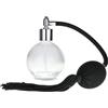 THE ESSENTIAL ATOMIZER COMPANY Black Round Empty Refillable Perfume Glass Bottle Spray Atomizer, 78ml, with Black Tassel Sprayer and Silver Fitting. Funnel Included