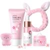 MAIGIEE Set per La Cura del Viso Sakura da 5 Pezzi, Cura della Pelle Sakura | Con Detergente,Essenza,Crema,Fascia per Capelli, Spazzola per Il Viso,per La Pulizia e La Cura del Viso