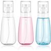 IMLDUY Set di 3 Flaconi da Viaggio 100 ml, Contenitori da Viaggio per Liquidi, Spruzzino Nebulizzatore Ricaricabile per Profumo e Cosmetici, Kit Aereo Approvato, Trasparente, Blu e Rosa