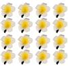 Elandy 12 fermagli per capelli da 6 cm, stile hawaiano, hawaiano, bohémien, con fiore in schiuma, decorazione per capelli, per matrimoni, feste, spiaggia, vacanze (giallo)