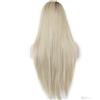 Syglawnd Parrucca per capelli moda bionda senza colla pizzo capelli sintetici lunghi lisci naturali per donna oro 1 pezzo per uso quotidiano