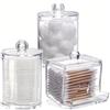 Generic 3 barattoli in acrilico trasparente con coperchi, organizer per tamponi e tamponi trasparenti per trucco, bagno, uso domestico, contenitori multi-scomparti, eleganti contenitori