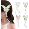 BSITSSS 4 Pezzi Farfalla Fermaglio Capelli Donna, Fata Fermagli per Capelli con Perle Nappine, Farfalla Mollette Capelli Donna per Feste Matrimoni Primaverili Estive Neonati