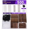 BUNTOR - Set di 500 forcine marroni per capelli a onde invisibili, con scatola portaoggetti, forcine per capelli a forma di U per chignon, fasce per capelli bianche e nere per donne e ragazze