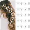 SUBTAVIK 20 pezzi Mini fermagli per capelli a forma di fiore, fermagli per capelli con perle e strass, accessori per donne e ragazze, per tutti i giorni, feste, matrimoni (bianco)
