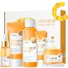 MeiPlumLai YILILK Set per la cura della pelle con vitamina C,regalo per donne e ragazze,set regalo per la cura della pelle giorno e notte,set e kit per la cura della pelle,detergente,tonico,siero viso,crema