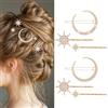AOZUO 6 fermagli per capelli a forma di stella in metallo, accessori per stella luna da donna con Strass, per sposa e matrimonio, accessori per capelli per donne e ragazze (oro)