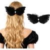 MWOOT Nero Fermagli capelli con piume, Ali d'angelo Copricapo con piume per donna, Strass Forcine capelli con piumes per costumi di Carnevale, sposa, matrimonio, cosplay, feste