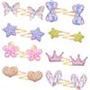 Aikeis 16 fermagli per capelli in metallo lucido con bottone automatico, accessori per capelli, adatti per ragazze, a forma di cuore, a forma di farfalla