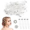 Vxiwscy 40 Pezzi Forcine, Accessori Fermagli per Capelli da Sposa, con Diamante a Forma di U, Perle Fiori Strass, per Matrimonio, Ballo di Fine Anno, Festa，accessori per capelli da cerimoniaa