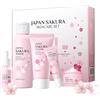 SHOWHEEL Kit per la Cura della Pelle Sakura 5 Pezzi, Set Skincare Viso Completo | include Detergente, Tonico, Crema Viso, Siero e Crema per Gli Occhi, Set Skincare Viso Completo per Ragazze e Donne