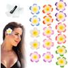 FUIPVGI 16 Pezzi Clip di Fiori Frangipani Clip, Hawaii Forcine Fiore Per Capelli, Boho Fiori Tropicali Fermagli Fiori, Artificiale Hawaiana Clip, per Decorazione Quotidiana, Matrimoni (8 Colori)