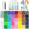 Gangyumaoyi 32.000 Strass, 40 Colori Pietre Glitterate Piatti da 3 mm | Strass in Resina per bedazzling, perline, tessuti, decorazioni unghie, + pinzette/bastoncino di cera