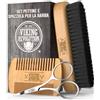 Viking Revolution - Pettine e Spazzola Barba - Regalo Uomo - Setole di Cinghiale Naturale, Pettine in Legno di Pero a Doppia Azione con Custodia da Viaggio