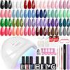 Phoenixy Kit Unghie Gel Completo con 48 W Lampada LED 24 Colori Kit Unghie Semipermanente Completo per Principianti