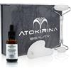 ATOKIRINA Set Skincare Rullo Giada e Gua Sha con Siero, Giada Bianca | Pietre Naturali 100%, Siero Anti Età Acido Ialuronico 3P Puro, Massaggio Viso Mento Collo, Box Regalo Uomo Donna