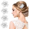 XFSRG 4 Pezzi Pettine per Capelli da Sposa Floreale Pettine Floreale per da Accessori con Fiori Sposa Fermaglio Capelli Donna Ragazze Acconciatura Cerimonia (Argento)