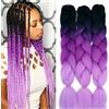 Dcbaboo Extension per Treccine Africane 60cm Extension Capelli Finti per Treccine Africane Extension Trecce Capelli Sintetici Kanekalon 3 Ciocche Ombre Jumbo Braiding Hair, Nero & Viola & Viola Chiaro