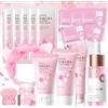 PCCMOT COS 17PCS Kit per la Cura della Pelle Sakura,Set Regalo per la Cura Della Pelle | con Tonico, Crema Viso, Maschera per dormire, Maschera di fango, Essenza, Sakura Skincare Set per Ragazze Donne