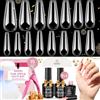 beetles Gel Polish Beetles - Set di 600 punte per unghie in gel a forma di bara lunghe con top coat in gel rosa, 15 misure, morbide e trasparenti, colla per unghie 5 in 1, kit per allungamento unghie facile
