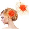 MWOOT Fermaglio per Capelli Fiore di Piume, 1920 Piume Fiore Mollette Capelli, Arancione Fascinator Copricapo Mesh per Donna, Retrò Accessori per Capelli per Cocktail Nozze Festa del Tè