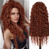 GNIMEGIL Parrucche lunghe e ricciolute color rame scuro da donna | parrucca sintetica rosso ramato con riga naturale;voluminosa e vaporosa; ideale per cosplay, Halloween,di tutti i giorni