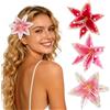 Xuwajeyu Set di 3 Fermagli per Capelli a Fiore, Piccoli Fermagli a Fiore, Mollette per Capelli a Fiore per Matrimonio, Festa in Spiaggia, Vacanza e Uso Quotidiano (Pink Lily)