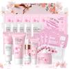 LAIKOU Set per La Cura Della Pelle Sakura 8 Pezzi | Detergente Tonico Crema Viso Siero e Maschera, Kit per La Cura Della Pelle Sakura, per Ragazze e Donne