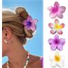 YUYWWAN Fermaglio Capelli Fiore 4 Pezzi, Mollette Fiori per Capelli Hawaii, Fioris per Capelli Estate per Ragazze, Moda Antiscivolo Mollettoni Hair Clips Accessori per Donne Ragazze