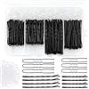 Jiaoshou Pan 300 Forcine per Capelli, Mollette Capelli Donna, Mollette a U 5cm 6cm, Chignon Forma di Onde 5cm 7cm con Cerchietti Trasparenti e Scatola (Nero)