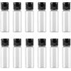 VASANA 12 flaconi da viaggio in plastica con tappo a scatto nero, con tappo vuoto di ricarica per cosmetici, per la pulizia del viso e per il corpo, emulsione di gel contenitore per acqua cosmetica (30ml)