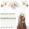 JNYUTEEN Forcine per Capelli da Sposa, 26 Pezzi Accessori per Capelli da Sposa Forcine a Forma di U, Vintage Pettini Laterali Fermagli per Capelli per Spose Damigelle D'onore