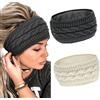 AKTVSHOW 2 fasce per capelli invernali da donna, lavorate a maglia, spesse, ideali per lo sci, per la testa, per donne e ragazze, per lavori all'uncinetto, elasticizzate (grigio scuro + beige)