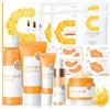 Miioto Skincare Kit Viso Completo 15PCS, Skincare Kit con Vitamina C Crema, Detergente, Crema Occhi, Siero, Tonico, Set di mascherine, Una Pelle Luminosa e Radiosa