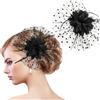 MWOOT Fermaglio per Capelli Fiore di Piume, 1920 Piume Fiore Mollette Capelli, Nero Fascinator Copricapo Mesh per Donna, Retrò Accessori per Capelli per Cocktail Nozze Festa del Tè