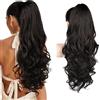 KBRPEY Extension Coda Capelli a con clip a coda di cavallo con artiglio ondulato sintetico naturale Sintetici Ondulati Coda Cavallo Extension per Donna (Nero B)