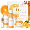 BeauBase Set di Cura della Pelle con Vitamina C 5 pezzi Viaggio | Regalo Set per la Cura del Viso per Ragazze e Donne Compleanno Natale, con Detergente Tonica Contorno Occhi Siero Crem