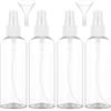 Redamancy 4 Pezzi Flacone Spray Vuoto, 100ml Contenitore Spray Vuoto, Spruzzino Nebulizzatore Piccolo, Plastica Trasparente Bottiglia Spray, con 2 Imbuti, per Profumi, Disinfezione, Olii Essenziali