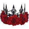 Floral Fall Corona per capelli con rose rosse, corona per capelli, fascia F-67, tiara bordeaux, media