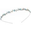 Hrlace Cerchietto per capelli con strass e cristalli alla moda, con strass e fiori, fascia elastica per capelli, per donna, ragazza, principessa, matrimonio, sposa, KC, oro + celeste
