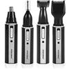 ZJchao Rasoio Elettrico Ricaricabile 4 in1 a Testine Rotanti Wet & Dry Tagliacapelli Barba Rifinitore Tagliapeli Naso Rasatura Regolatore Argento per Uomo
