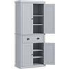 HOMCOM Armadio da cucina buffet cucina multi-scomparti ripiani regolabili 4 ante grande cassetto 76,2 x 40,2 x 183 cm grigio | Aosom Italy