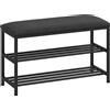 HOMCOM Panca porta scarpe con seduta, panca con contenitore, scarpiera con 2 scomparti aperti, panca 81 x 31 x 50 cm Nero | Aosom Italy