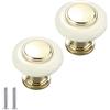 CONPHERON 2 Pezzi Ceramica Maniglie per Mobili Armadio Porta Maniglie Cucina Cassetto Maniglie Maniglia in Porcellana Antico Cassetti Pomelli Bianco 96 mm